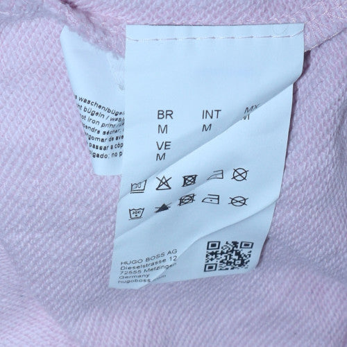 Hugo Women's Pink Crew Neck Pullover Sweatshirt M Cotton Logo - Image 6
