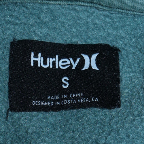 Hurley Men’s Green Pullover Hoodie Small Fleece Logo Sweatshirt - Image 5