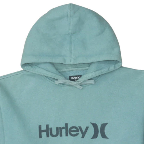 Hurley Men’s Green Pullover Hoodie Small Fleece Logo Sweatshirt - Image 8