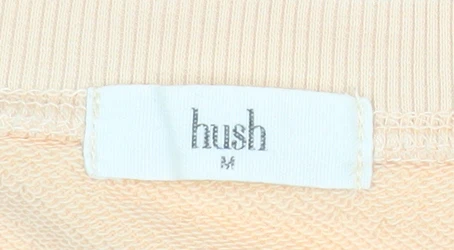 Hush Women Beige Cotton Blend Relaxed Fit Pullover Sweatshirt M - Image 4