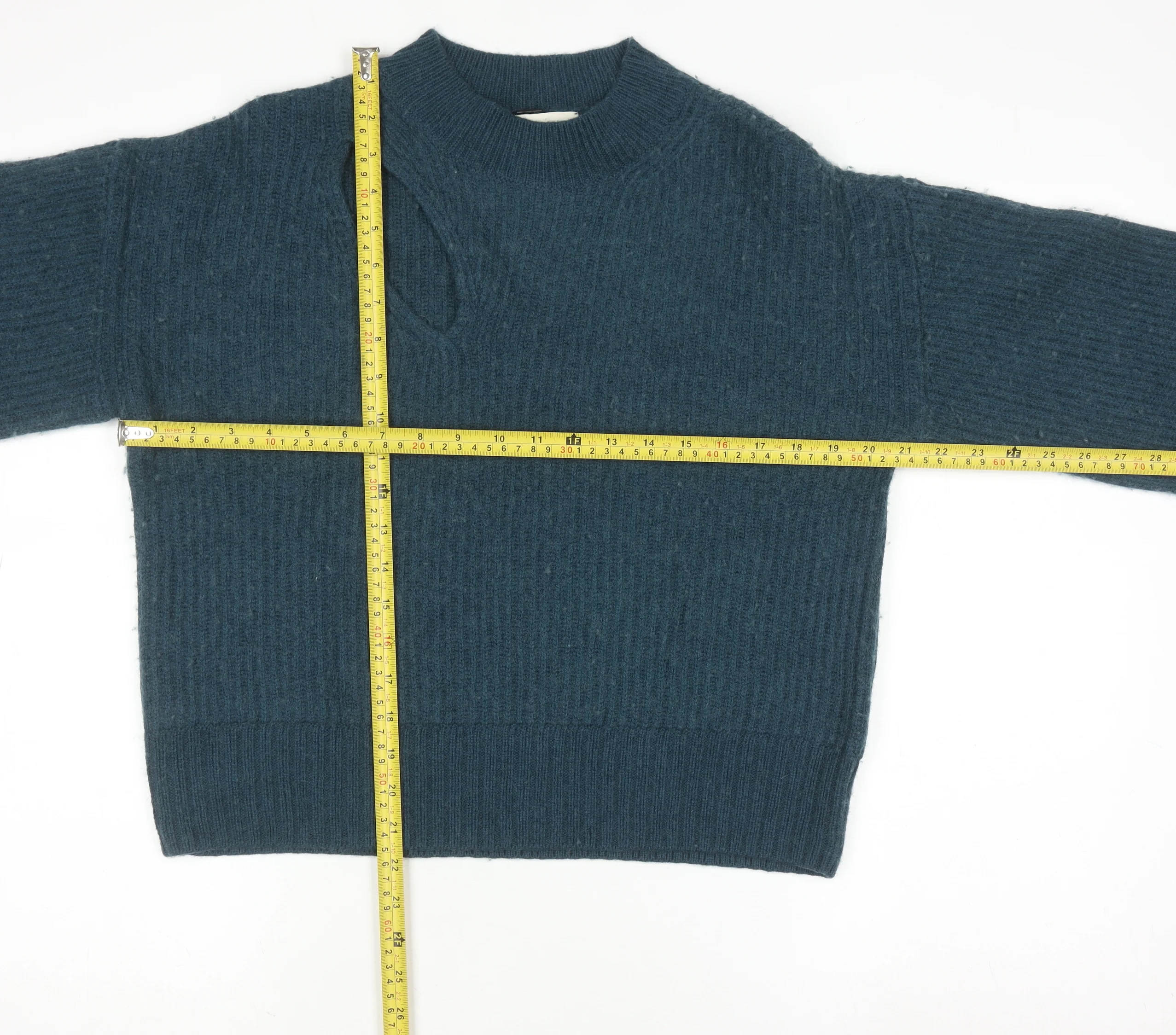 Hush Womens Blue Wool Blend High Neck Ribbed Jumper Size M - Image 2