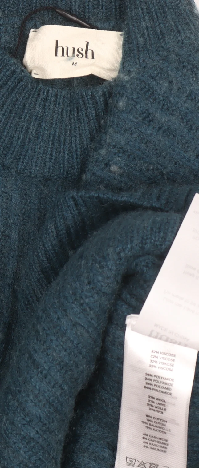 Hush Womens Blue Wool Blend High Neck Ribbed Jumper Size M - Image 4