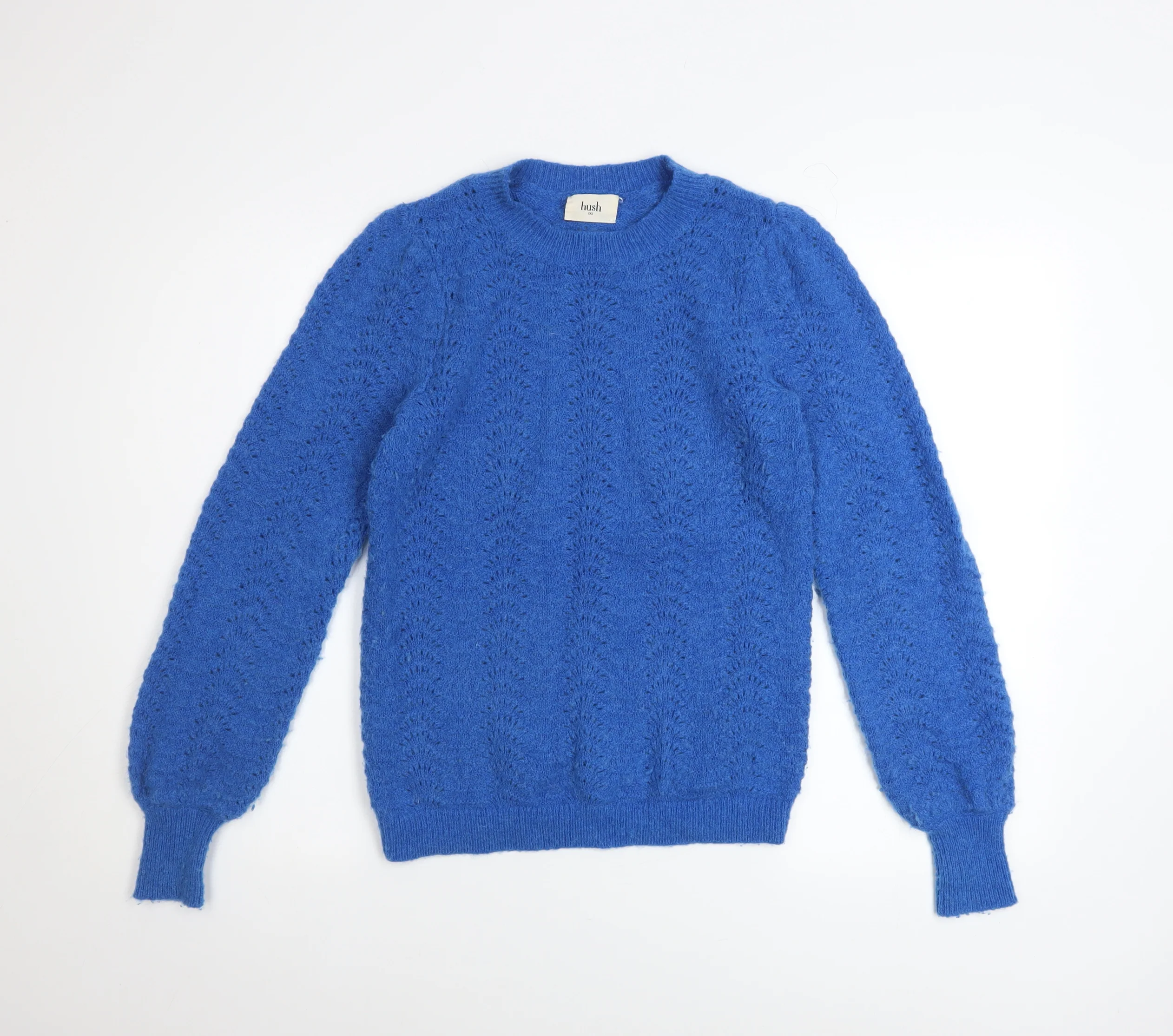 Hush Womens Blue XXS Crew Neck Long Sleeve Knit Jumper
