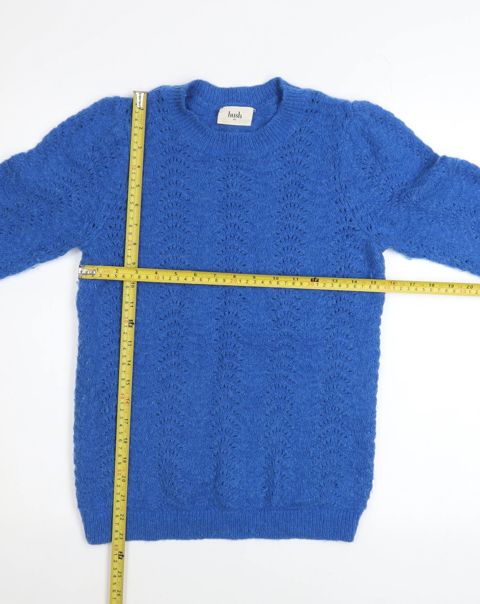 Hush Womens Blue XXS Crew Neck Long Sleeve Knit Jumper - Image 2