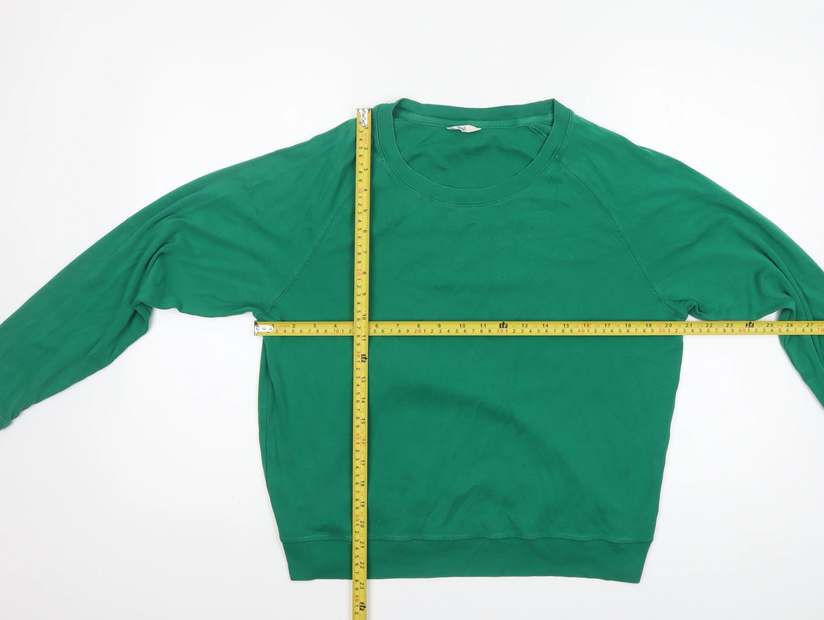 Hush Womens Green Cotton Crew Neck Long Sleeve T-Shirt M - Image 2