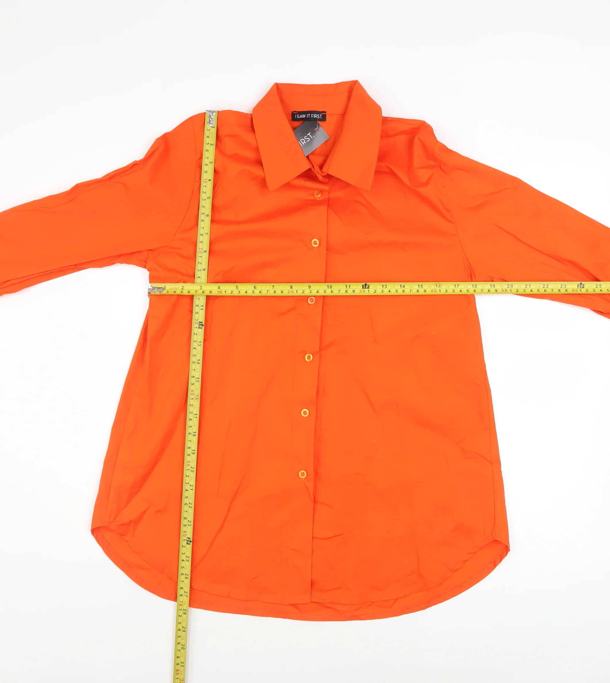 I Saw It First Women’s Orange Long Sleeve Button-Up Cotton Shirt Size 8 - Image 2