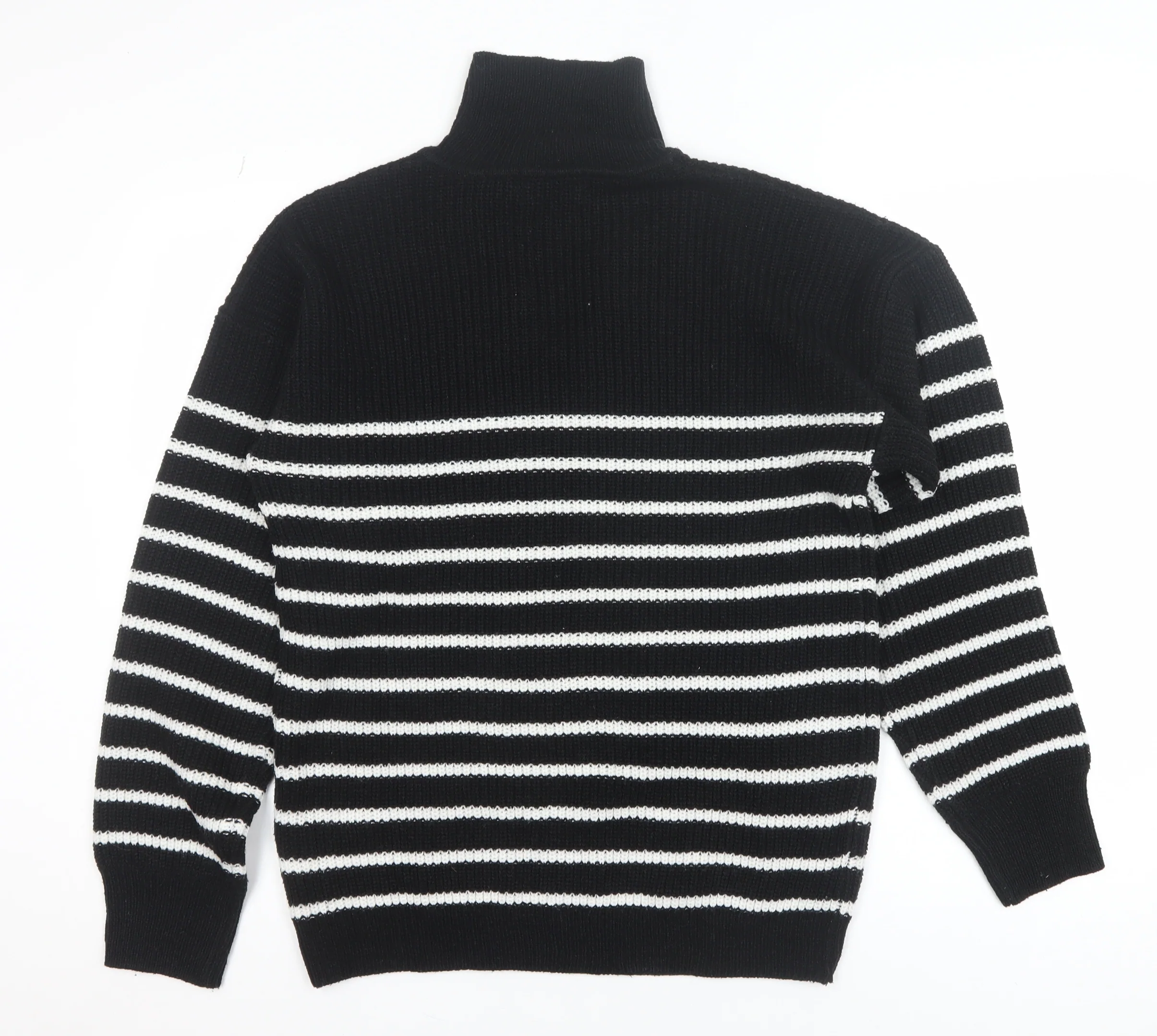 In The Style Womens Black Striped Collared Pullover Jumper Size 10/12 - Image 3
