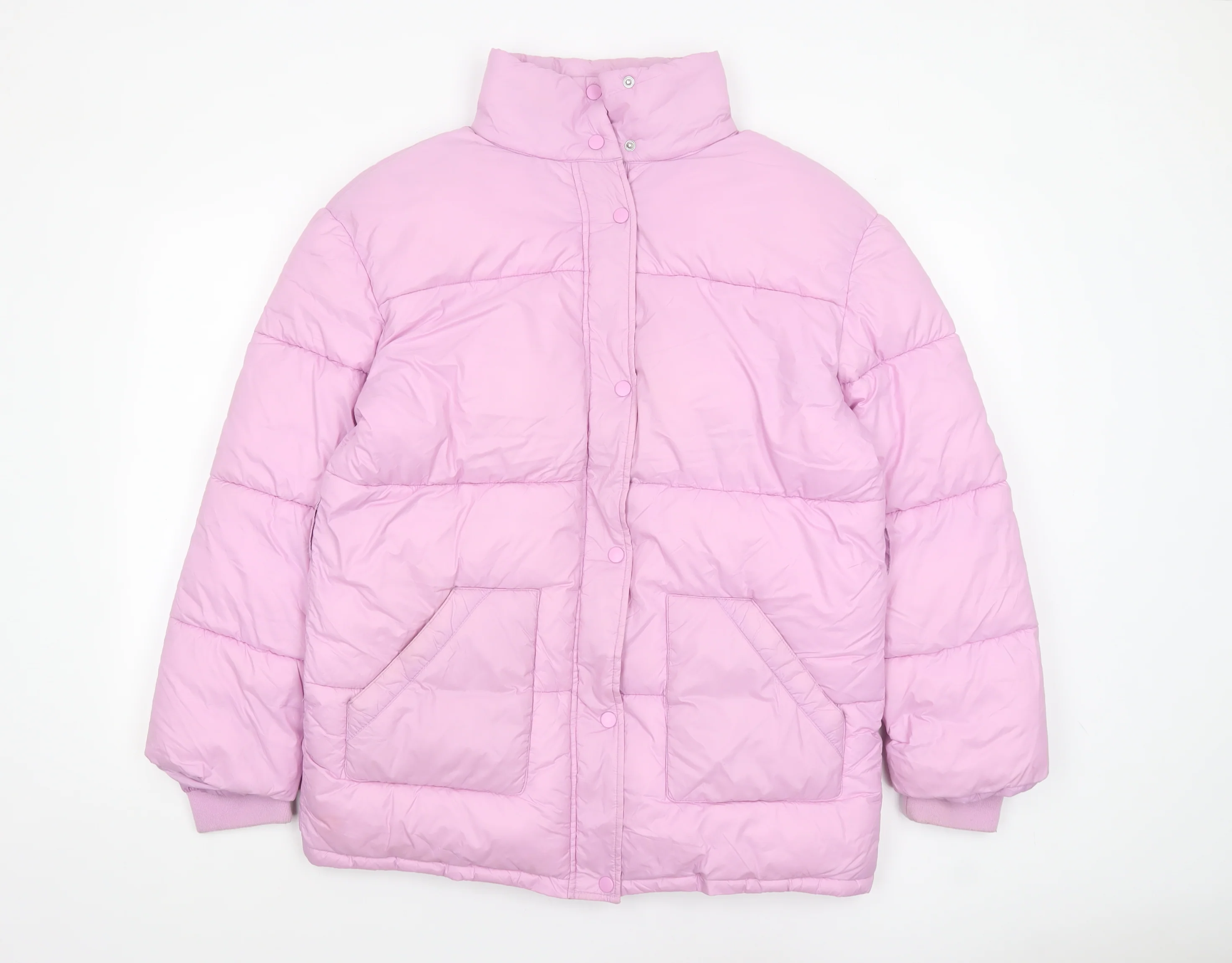 Influence Womens Pink Puffer Jacket UK 12 Winter Quilted Mid-Length Coat
