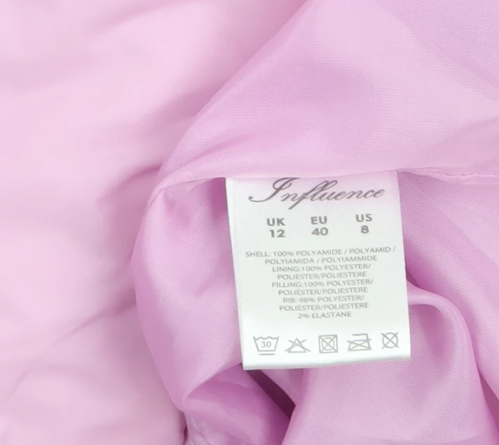 Influence Womens Pink Puffer Jacket UK 12 Winter Quilted Mid-Length Coat - Image 4