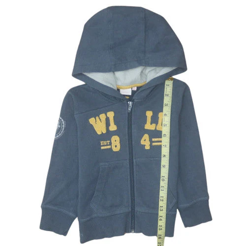 Influx Boys Blue Full Zip Hoodie 4 Years Cotton Blend Casual Sweatshirt - Image 3