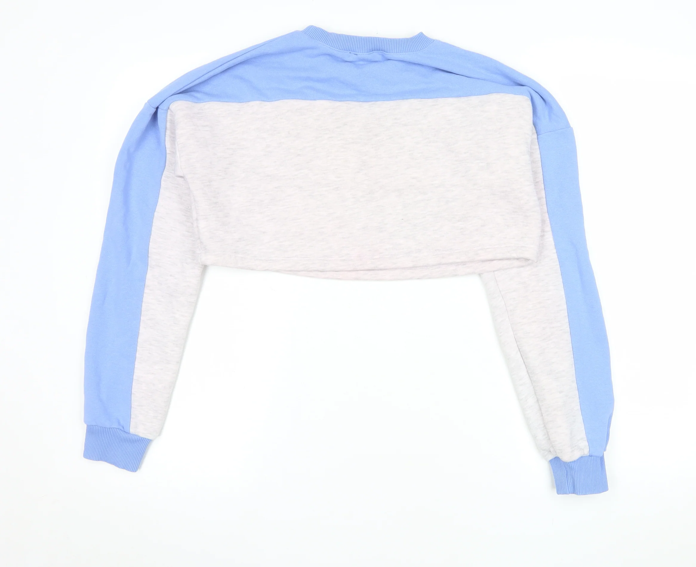 ISAWITFIRST Women Blue & Grey Cropped Pullover Sweatshirt UK 8 - Image 3