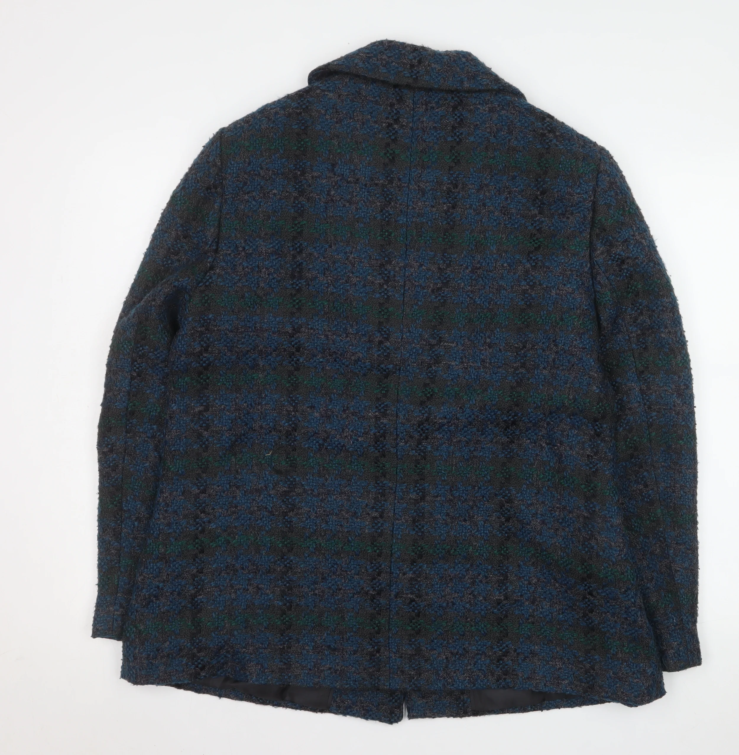 Isle Collection Women's Blue Check Wool-Blend Mid-Length Coat Size 16 - Image 3