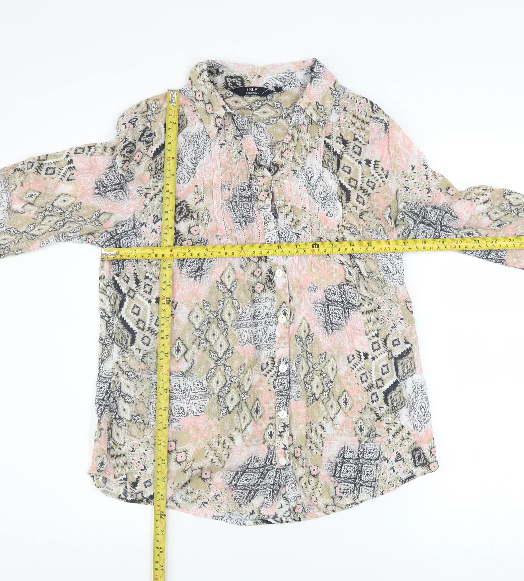 ISLE Essentials Women's Multicoloured Cotton Button-Up Shirt Size 12 - Image 2