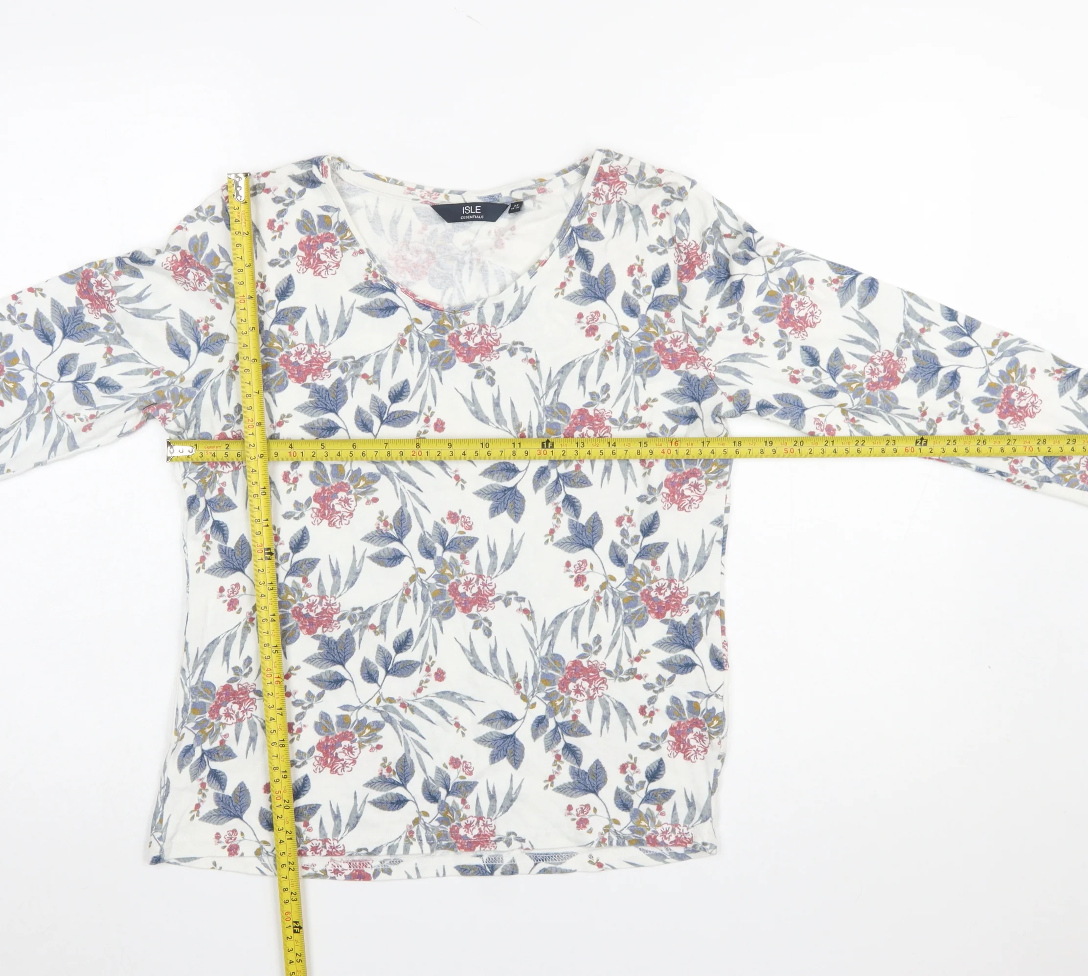 Isle Essentials Women's Multicoloured Floral Cotton 3/4 Sleeve T-Shirt Size 14-16 - Image 2