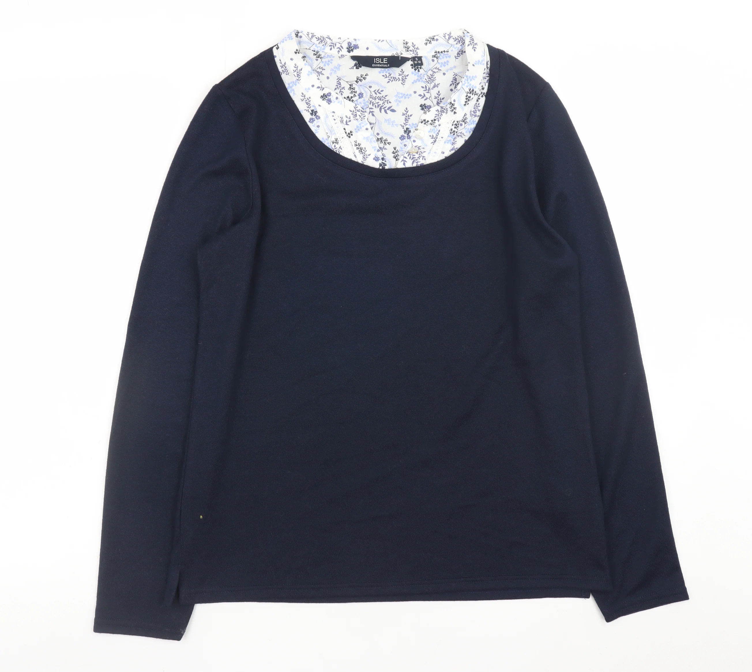 ISLE Essentials Women's Navy Blue Scoop Neck Pullover Jumper Size 10-12