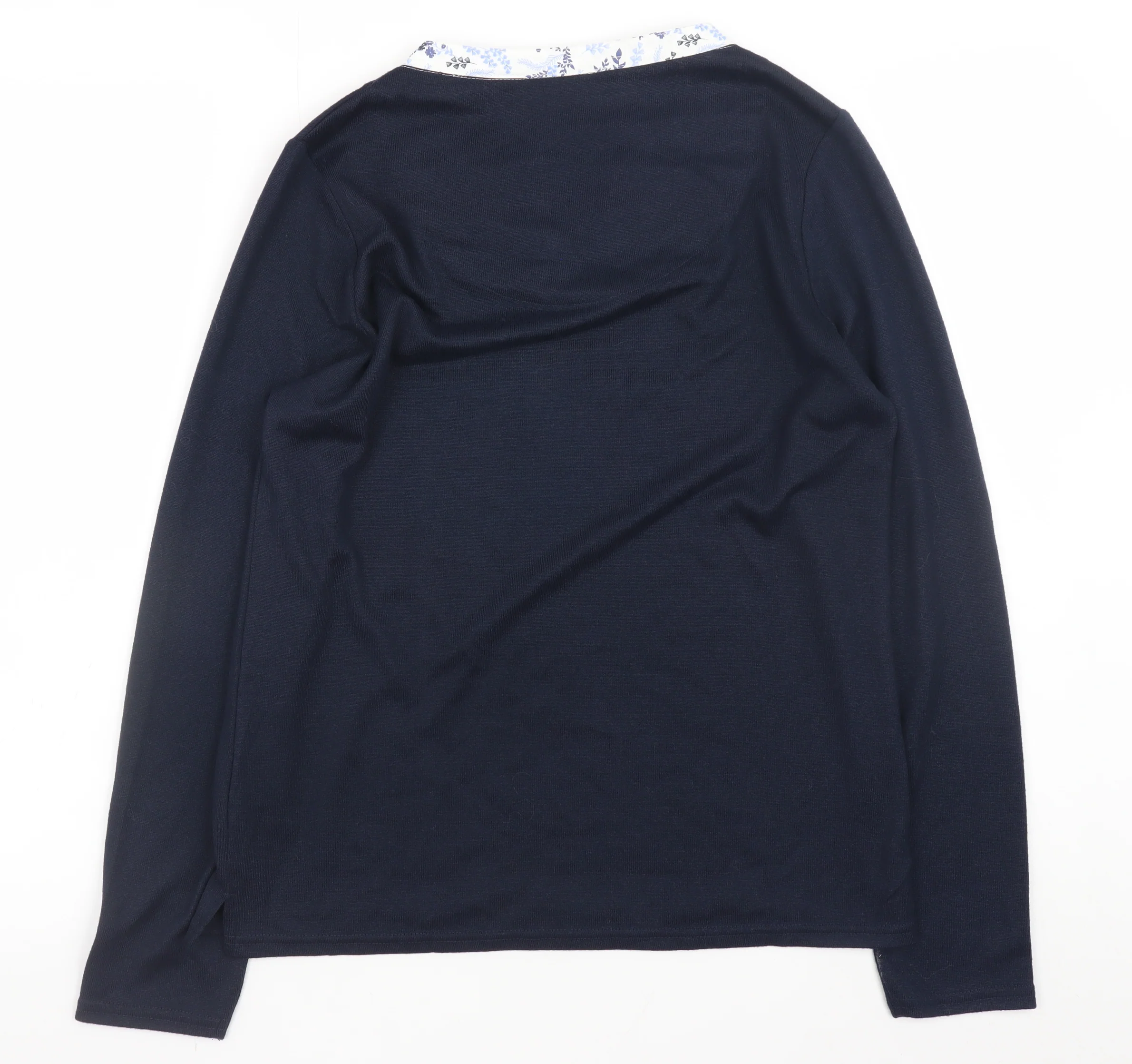 ISLE Essentials Women's Navy Blue Scoop Neck Pullover Jumper Size 10-12 - Image 3