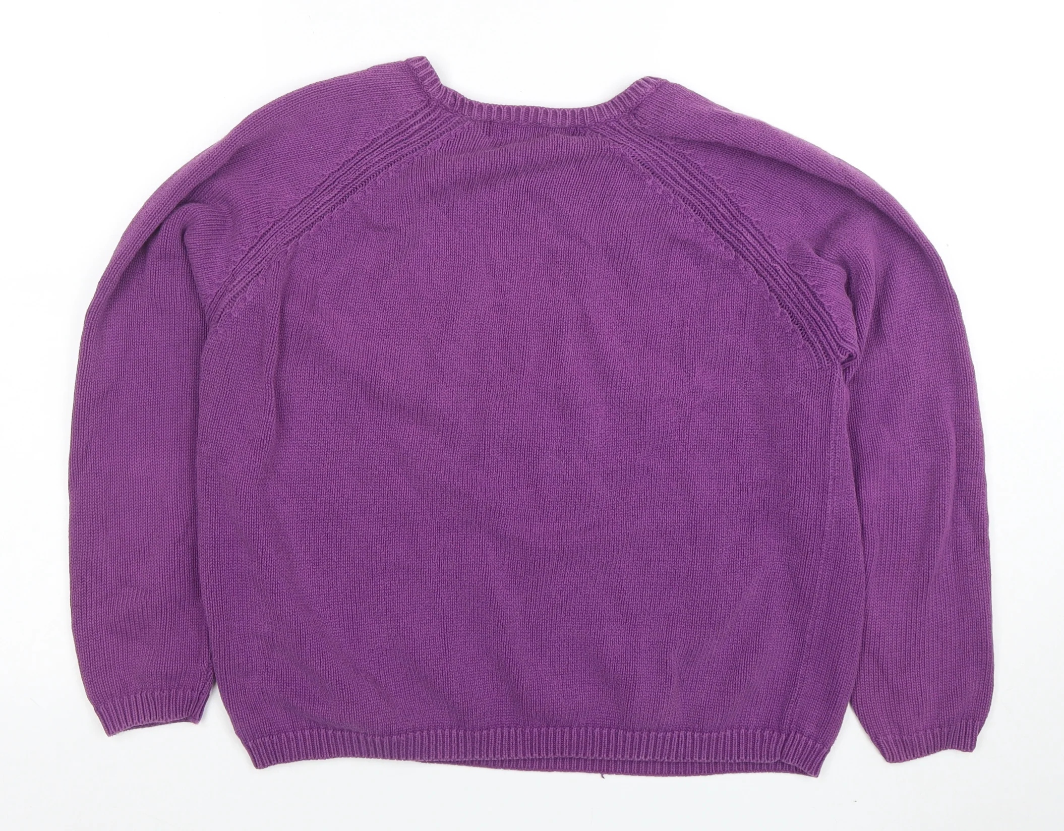ISLE ESSENTIALS Women's Purple Cotton Crew Neck Jumper L - Image 3