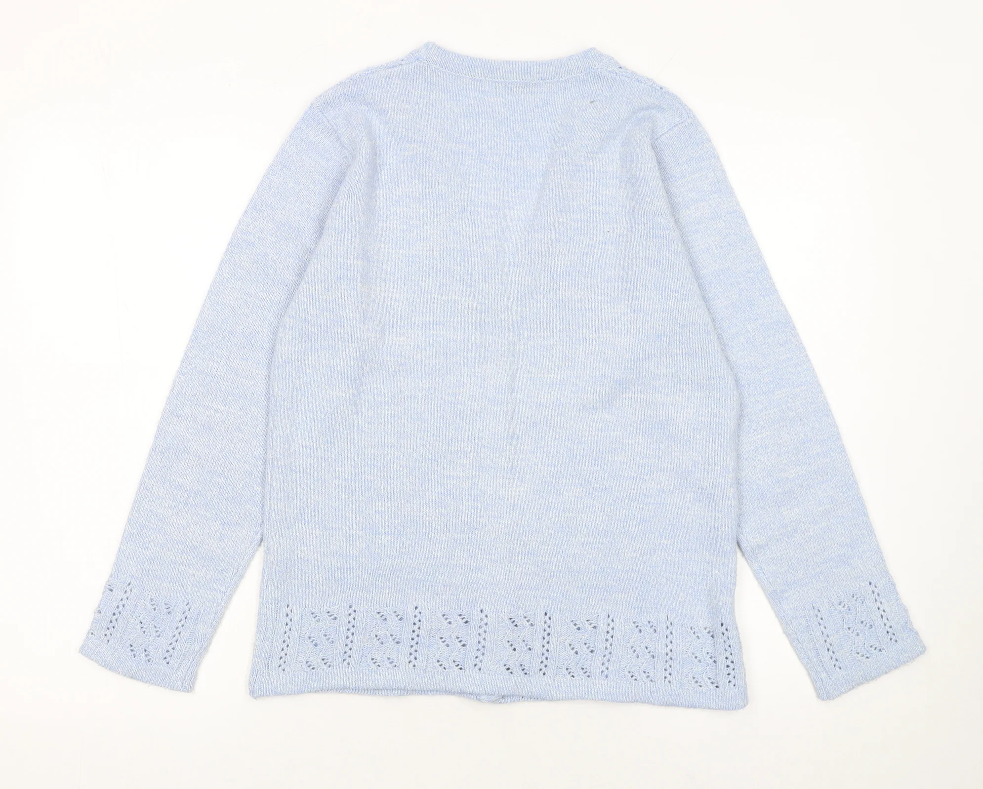 Isle Women Blue Cardigan Size 10-12 Acrylic Knit V-Neck - Image 3