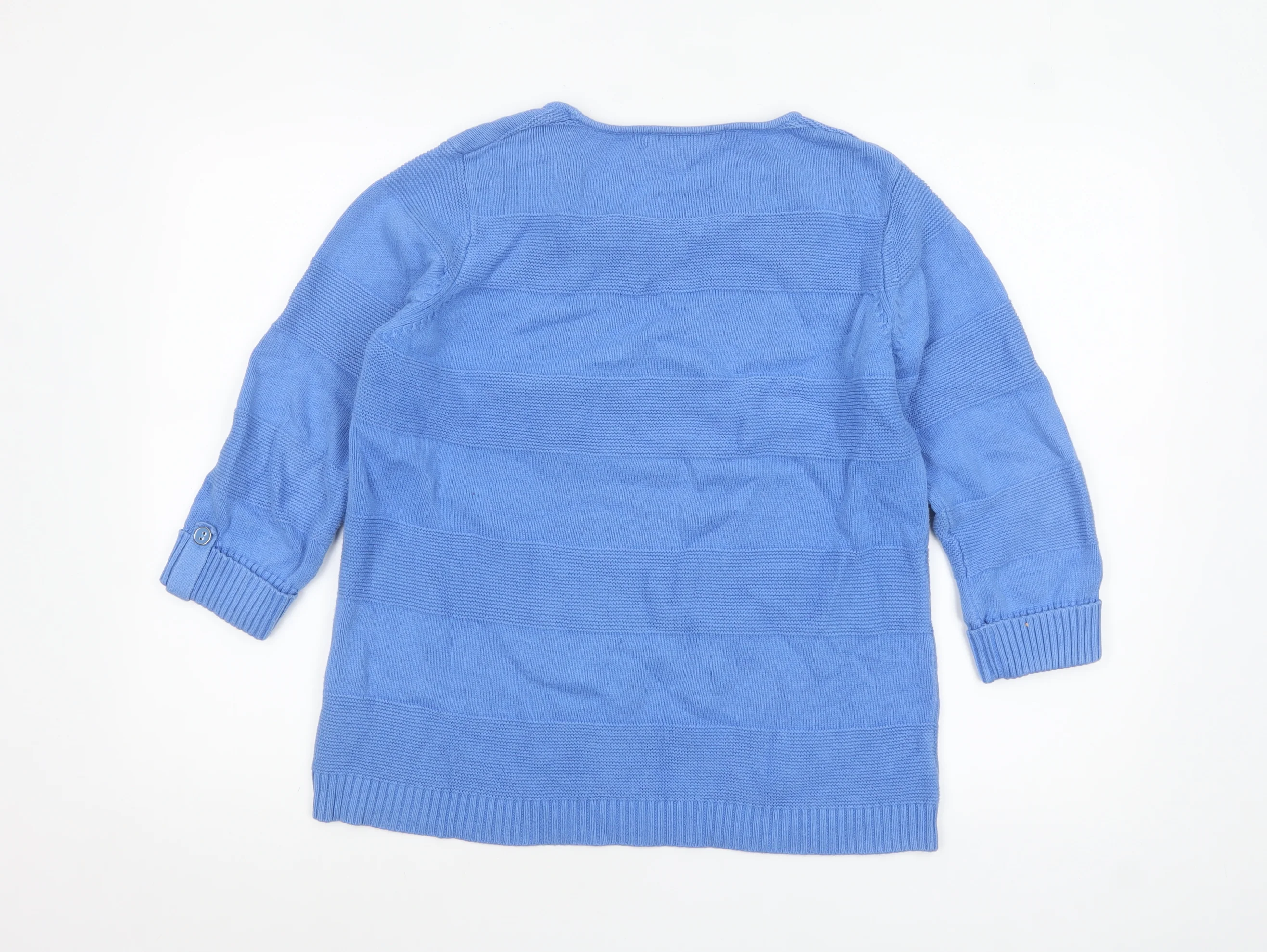 Isle Women Blue Cotton 3/4 Sleeve Pullover Jumper Size 14-16 - Image 3