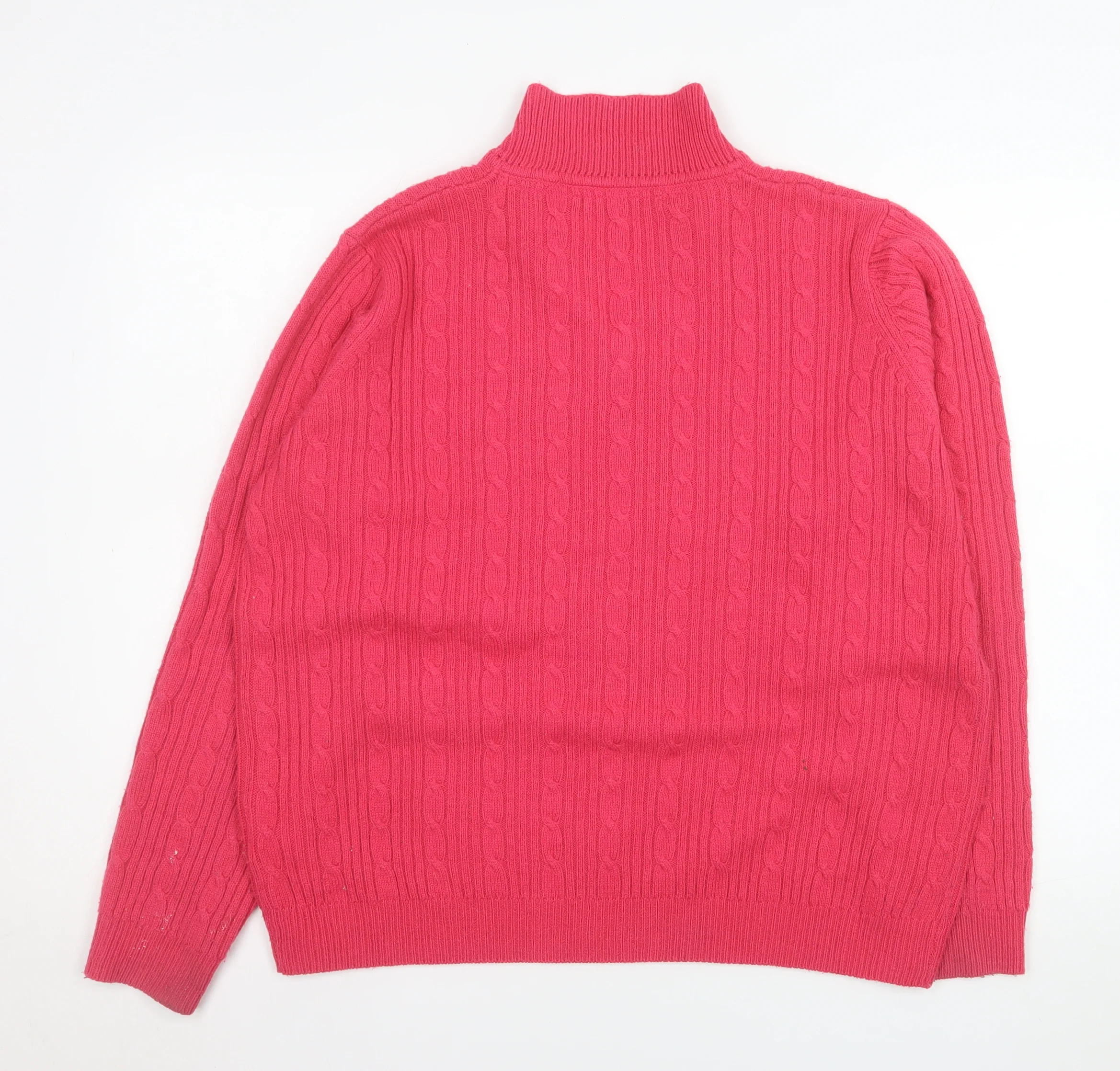 Isle Women’s Pink Collared Cable-Knit Jumper Size L 18-20 - Image 3