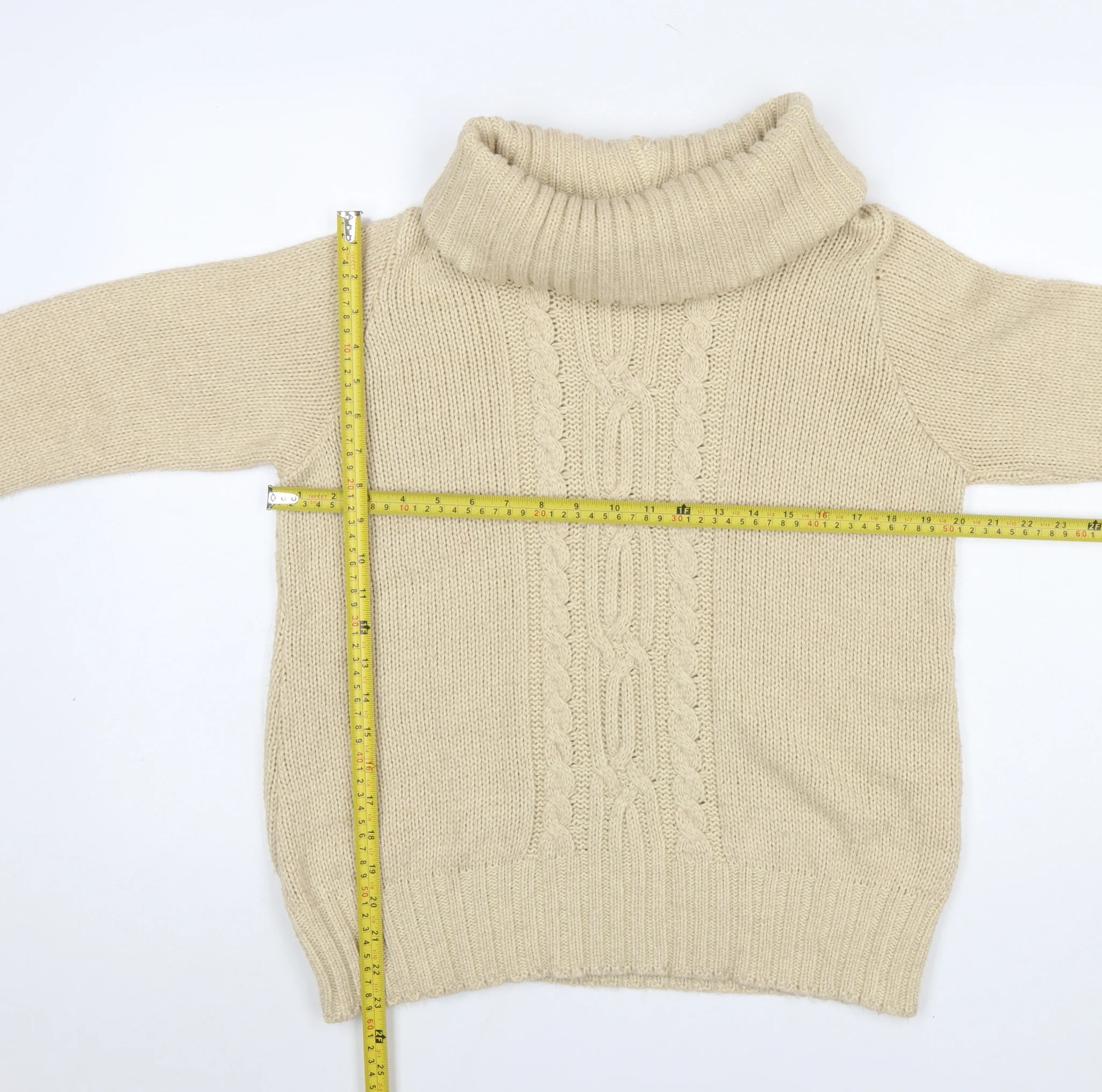 Isle Womens Beige Roll Neck Cable-Knit Jumper Size M 14-16 - Image 2
