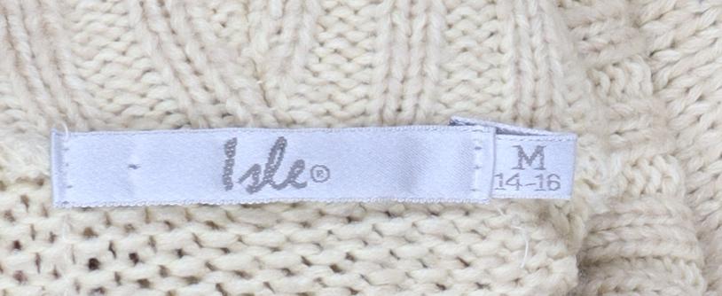 Isle Womens Beige Roll Neck Cable-Knit Jumper Size M 14-16 - Image 4