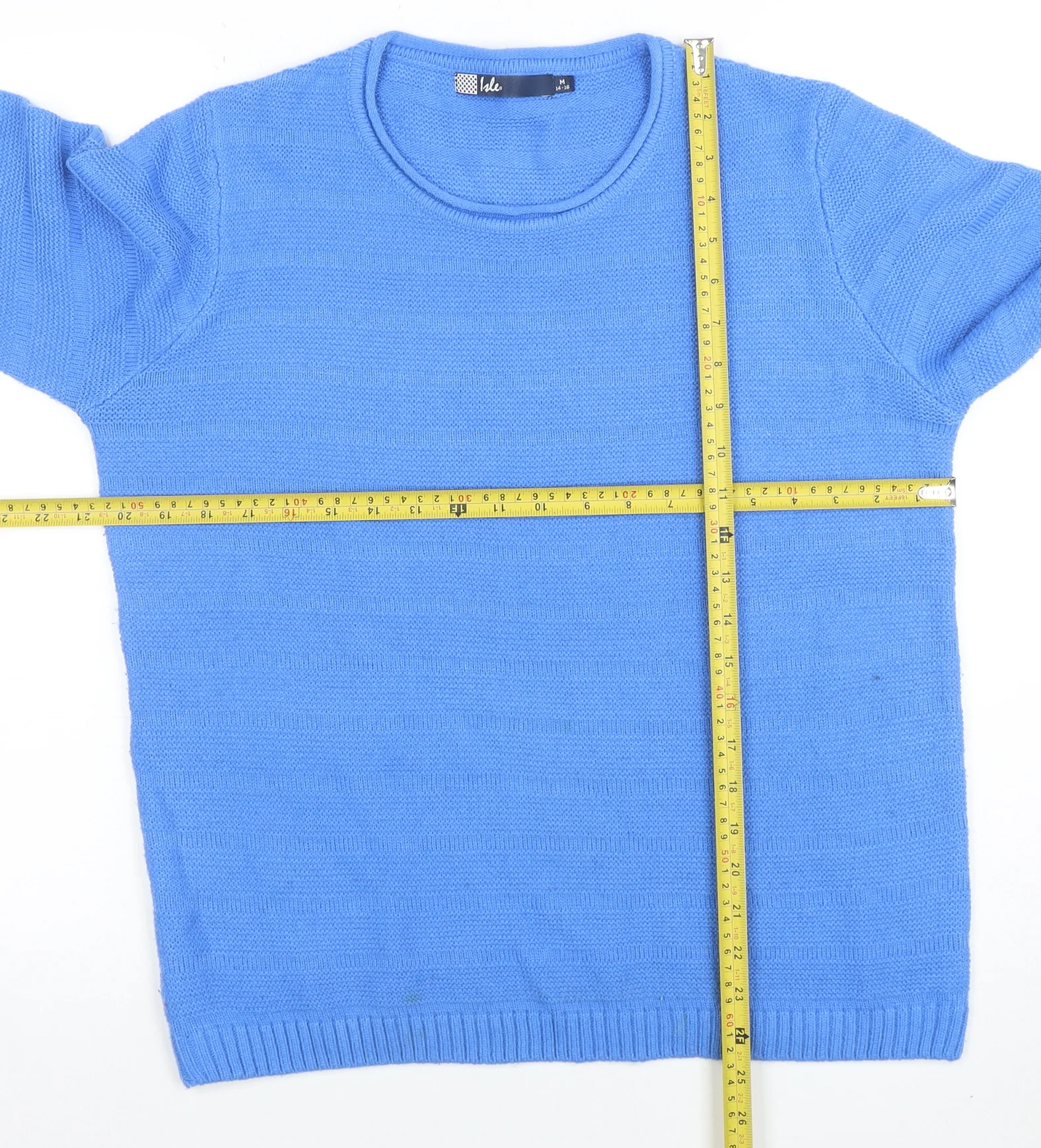 Isle Women's Blue Acrylic Crew Neck Jumper Size M 14-16 - Image 2
