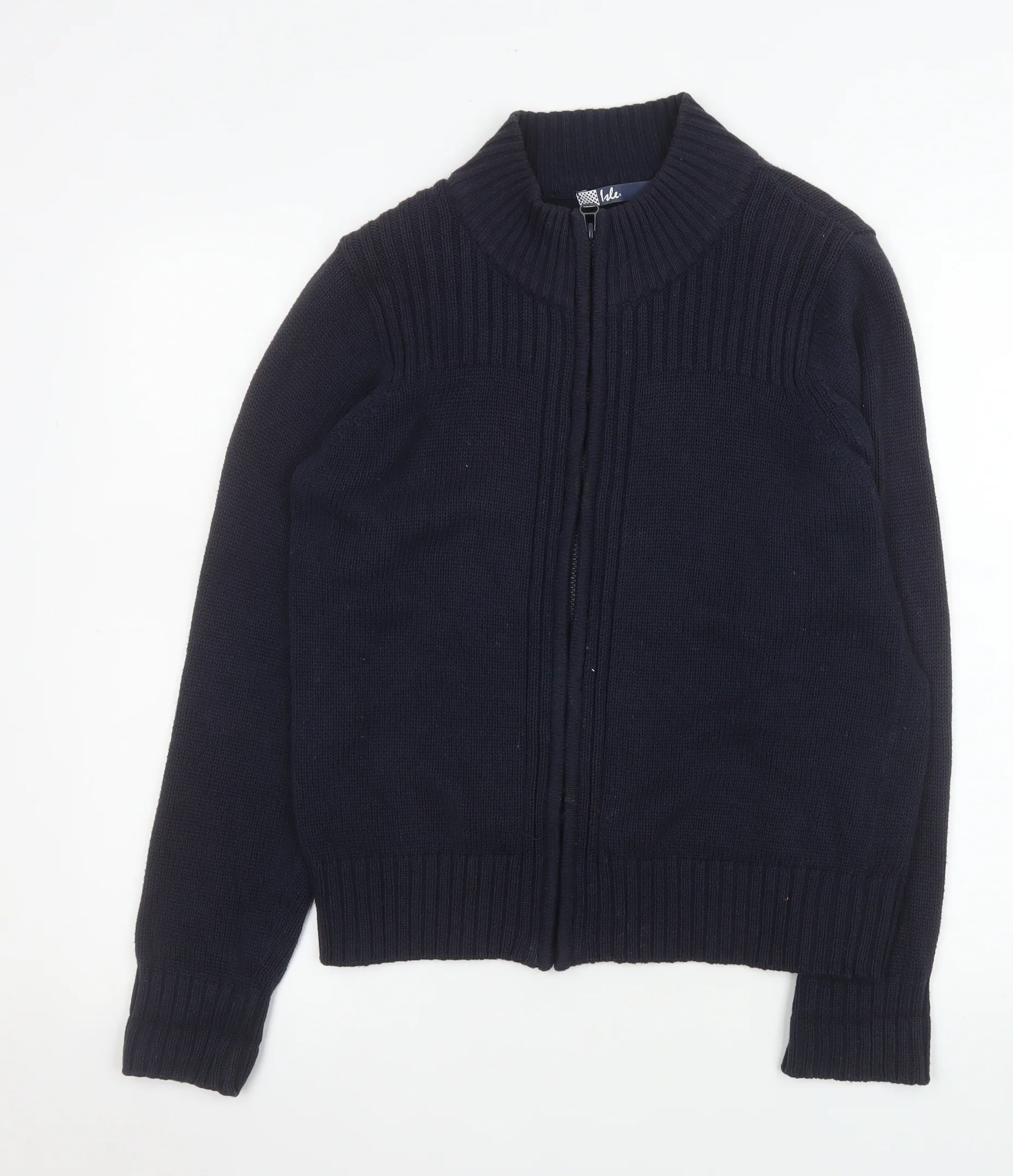 Isle Women's Blue Cotton Zip Up Knit Jacket Size S 10-12