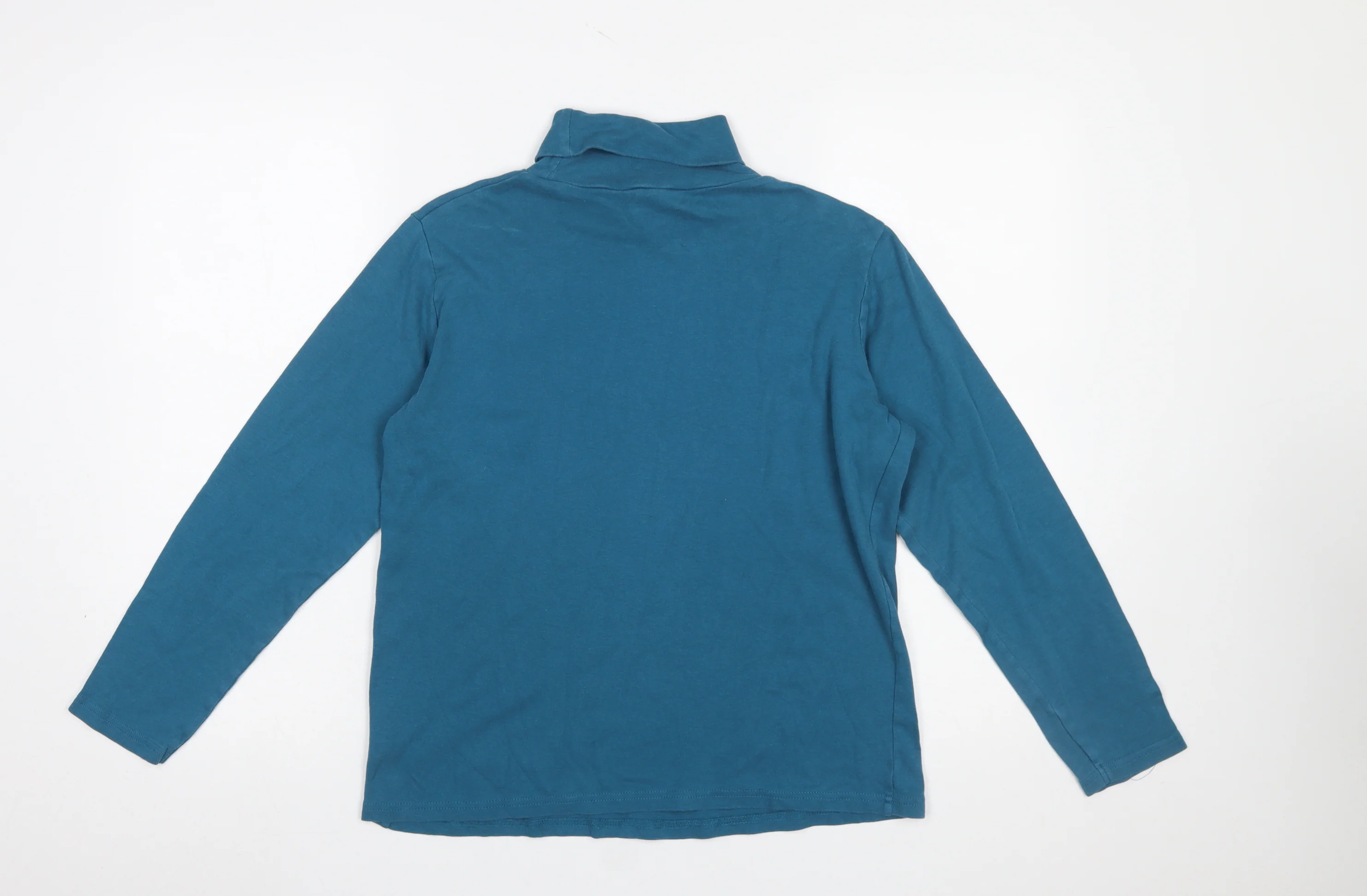 ISLE Womens Blue Roll Neck Long Sleeve Cotton Top Size 14 - Image 3