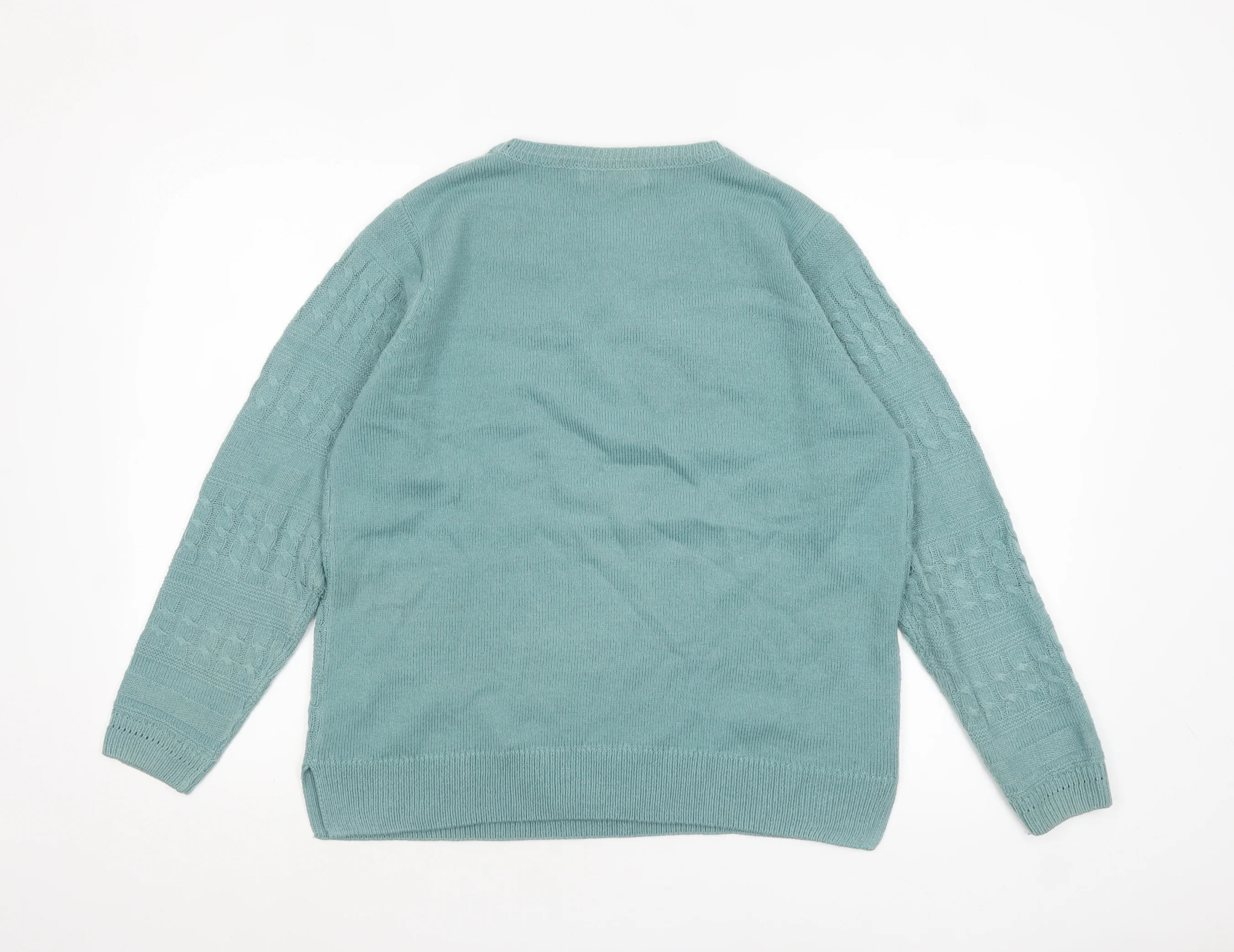 ISLE Womens Green Cable Knit Pullover Jumper Size 14-16 - Image 3