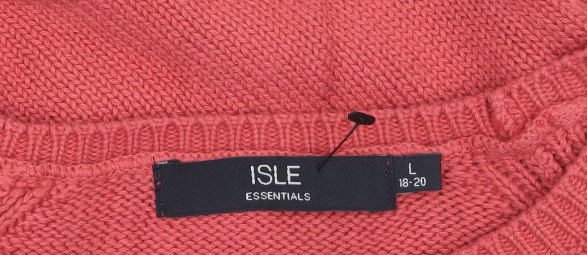 ISLE Womens Pink Cotton Crew Neck Pullover Jumper Size 18-20 - Image 5