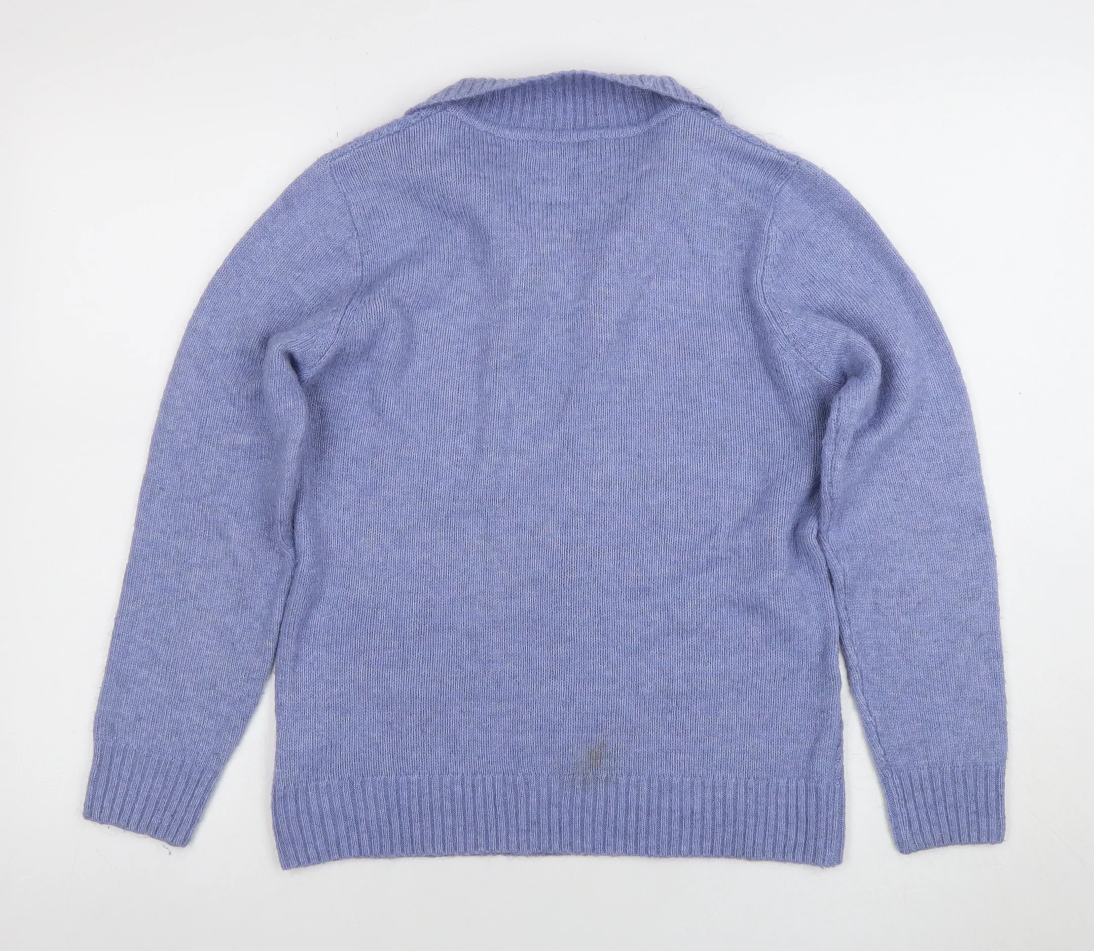 ISLE Womens Purple Collared Cable Knit Jumper Size S - Image 3