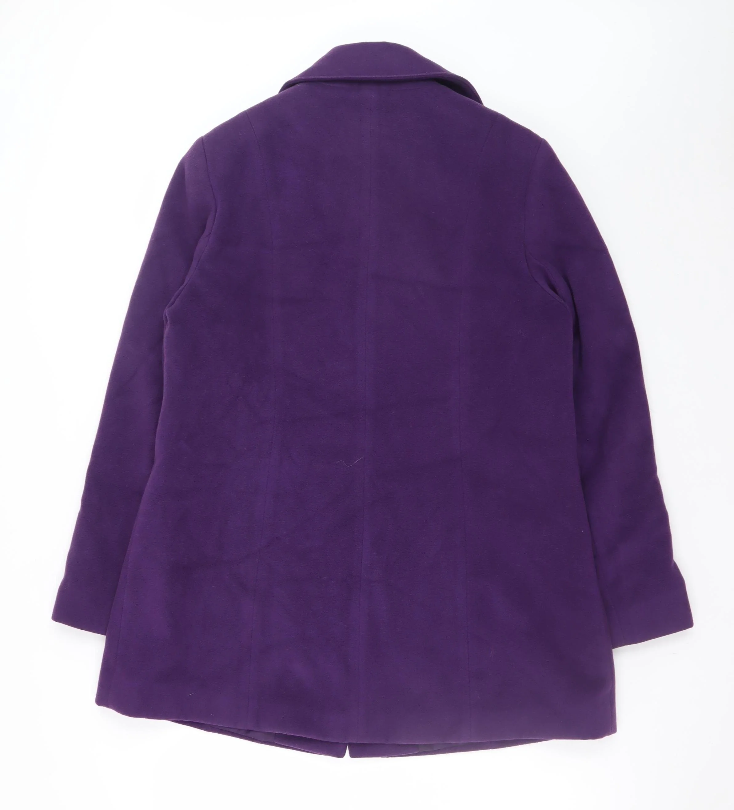 Isle Womens Purple Wool Blend Mid-Length Overcoat Size 14 - Image 3