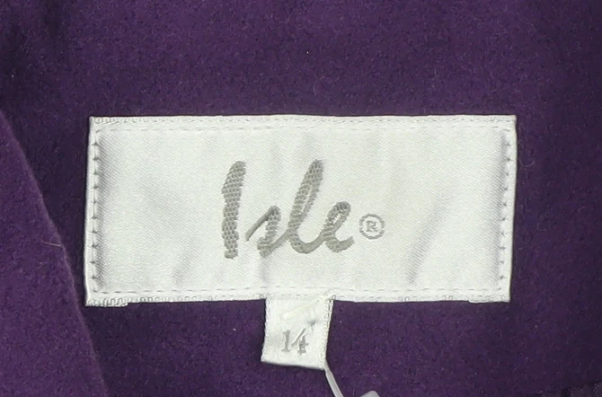 Isle Womens Purple Wool Blend Mid-Length Overcoat Size 14 - Image 4