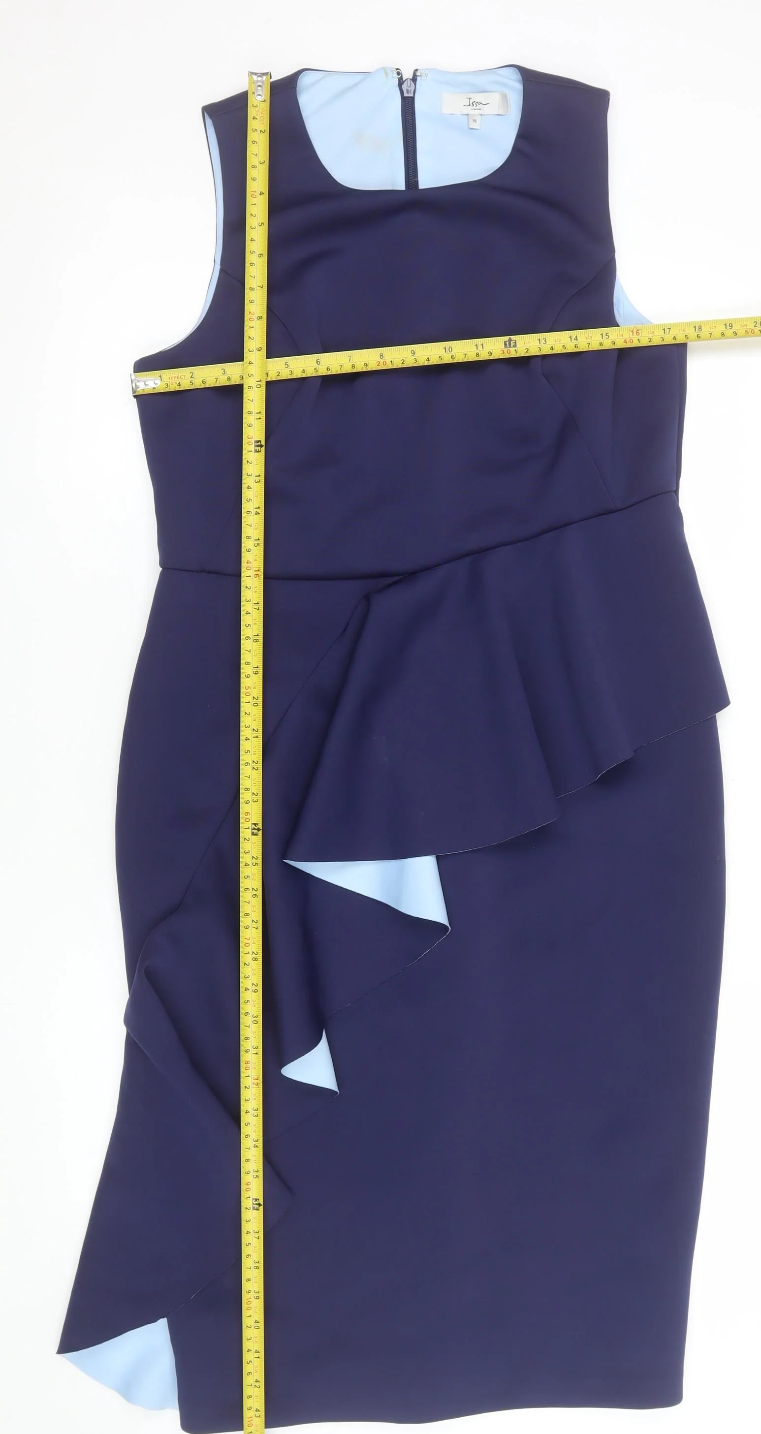 Issa London Women’s Blue Knee Length Sheath Dress Size 16 - Image 2