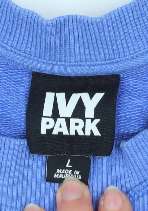 Ivy Park Women's Blue Pullover Sweatshirt L Cotton Blend - Image 5