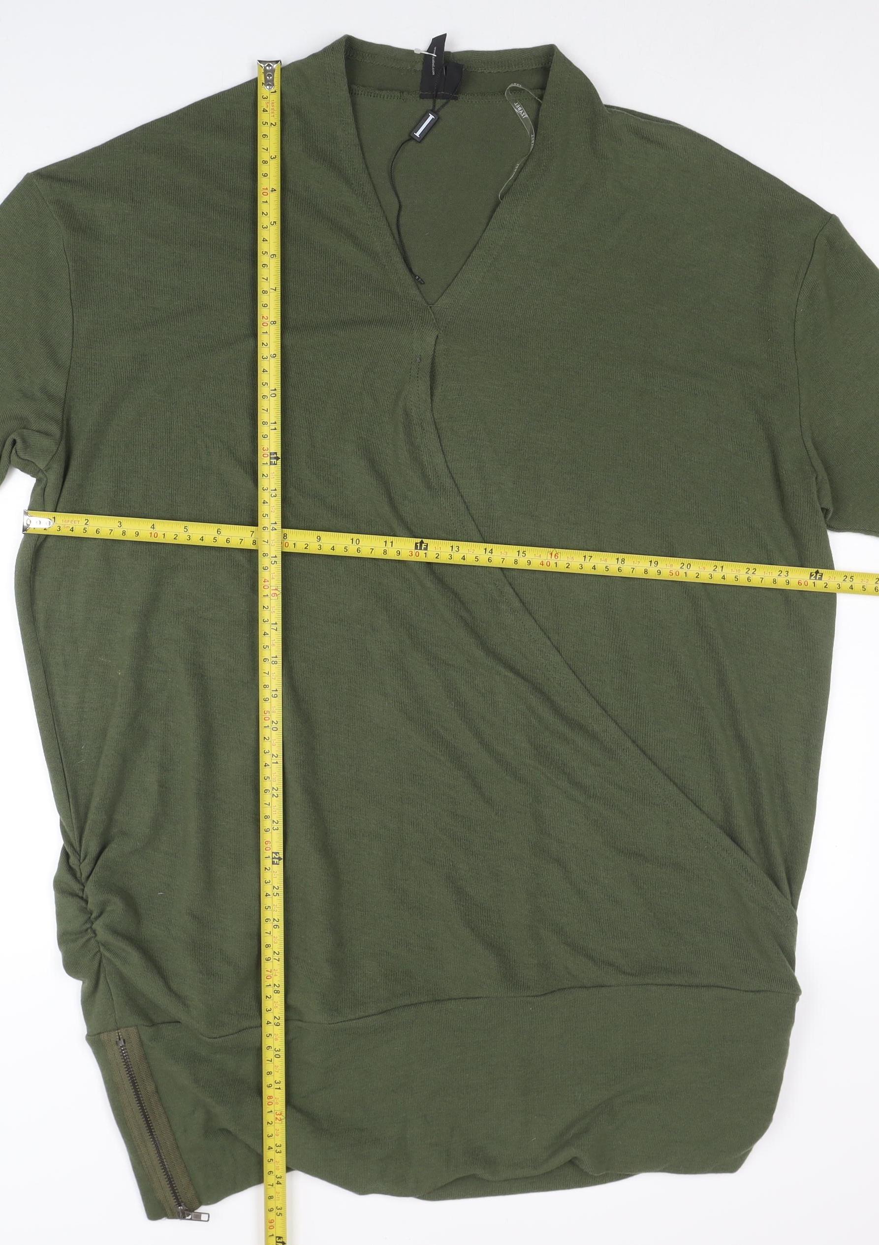 Izabel London Womens Green Mock Neck Ruched T-Shirt Dress Size 16 - Image 2