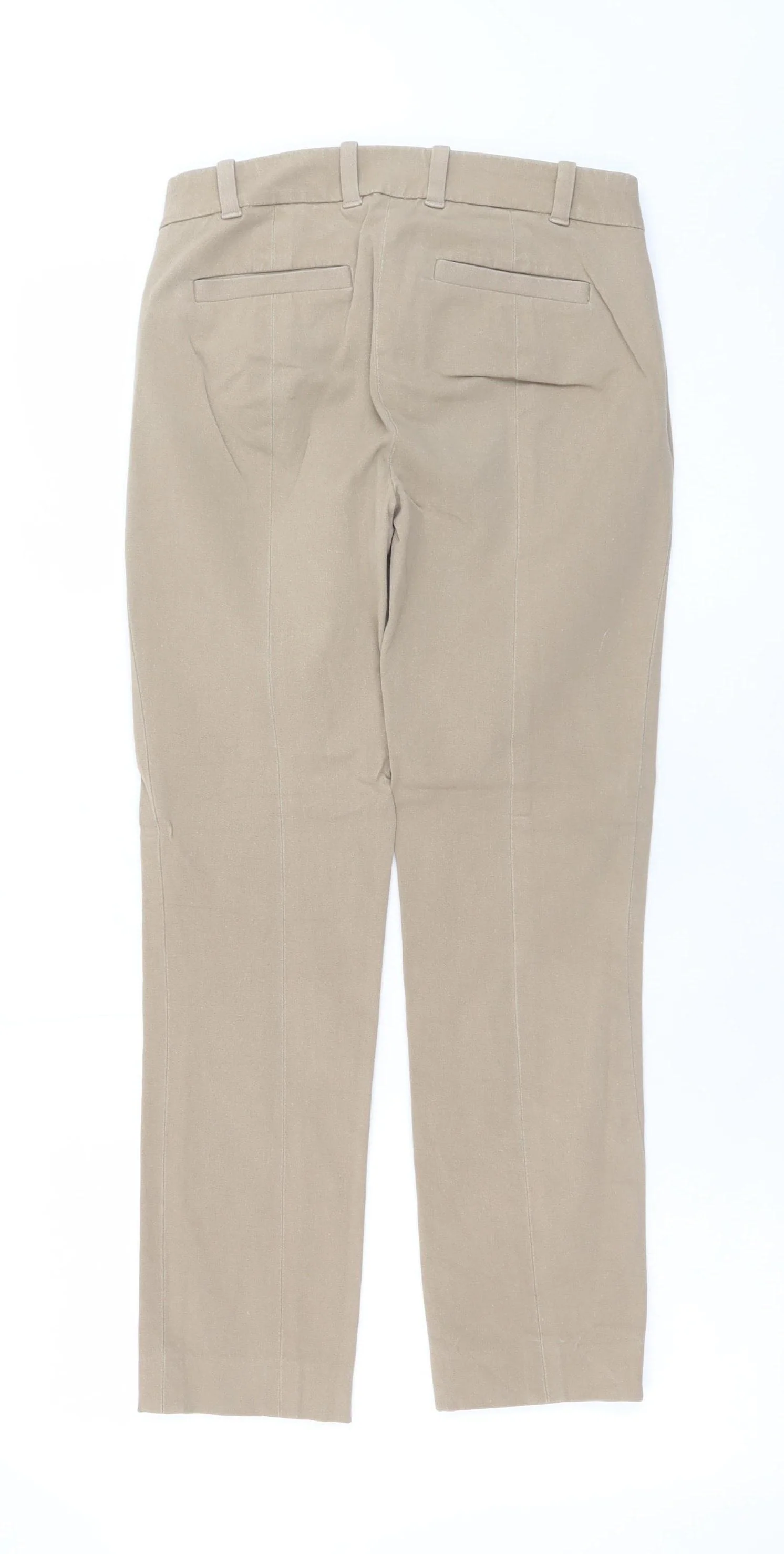 J.Crew Women Beige Stretch Cotton Blend Straight Trousers Size 00R - Image 3