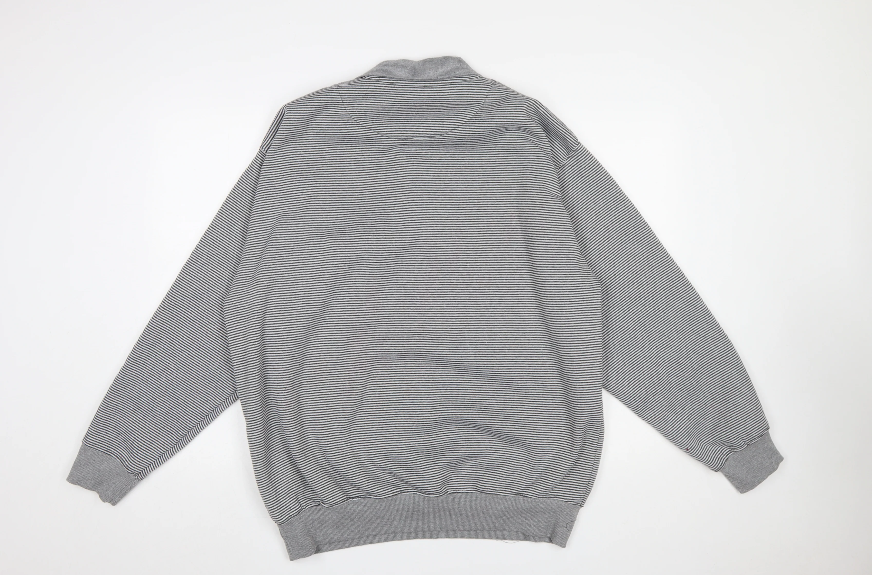 J.J. Willis Men’s Grey Striped Collared Henley Sweatshirt 2XL - Image 3