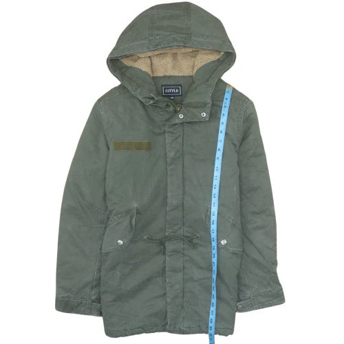J.STYLE Men's Green Cotton Hooded Parka Coat M - Image 3