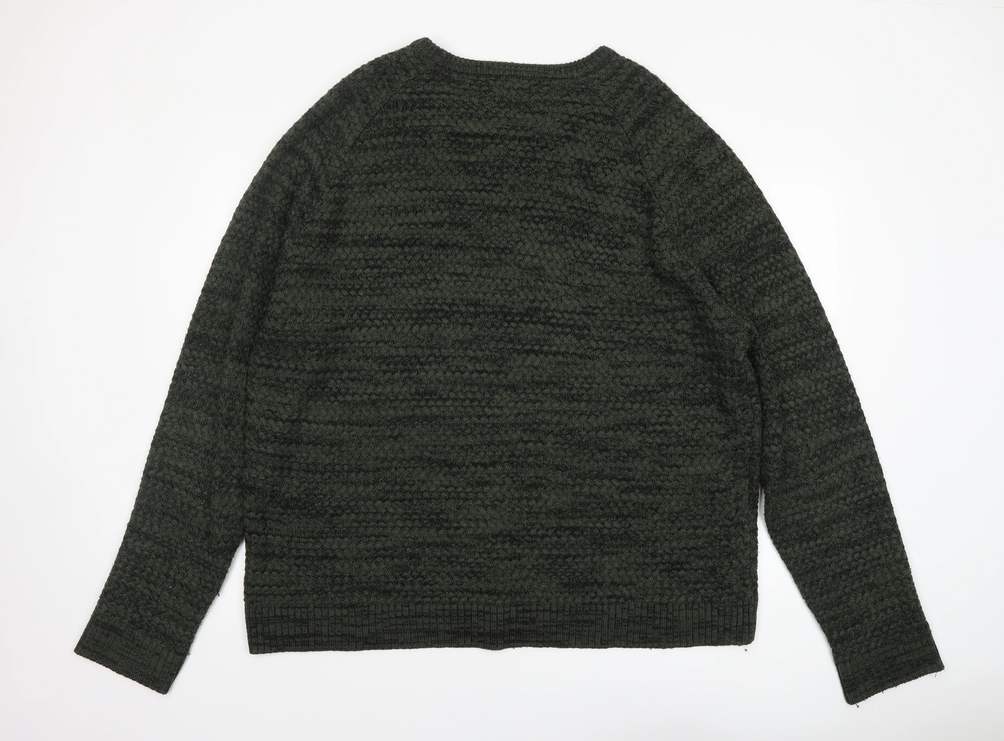 Jacamo Men Green 2XL Chunky Knit Crew Neck Pullover Jumper - Image 3