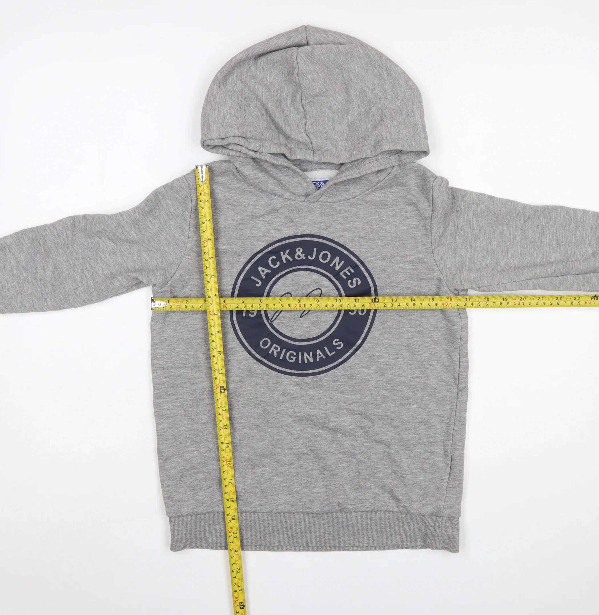 Jack & Jones Boys Grey Hooded Pullover Sweatshirt Size 152cm - Image 2