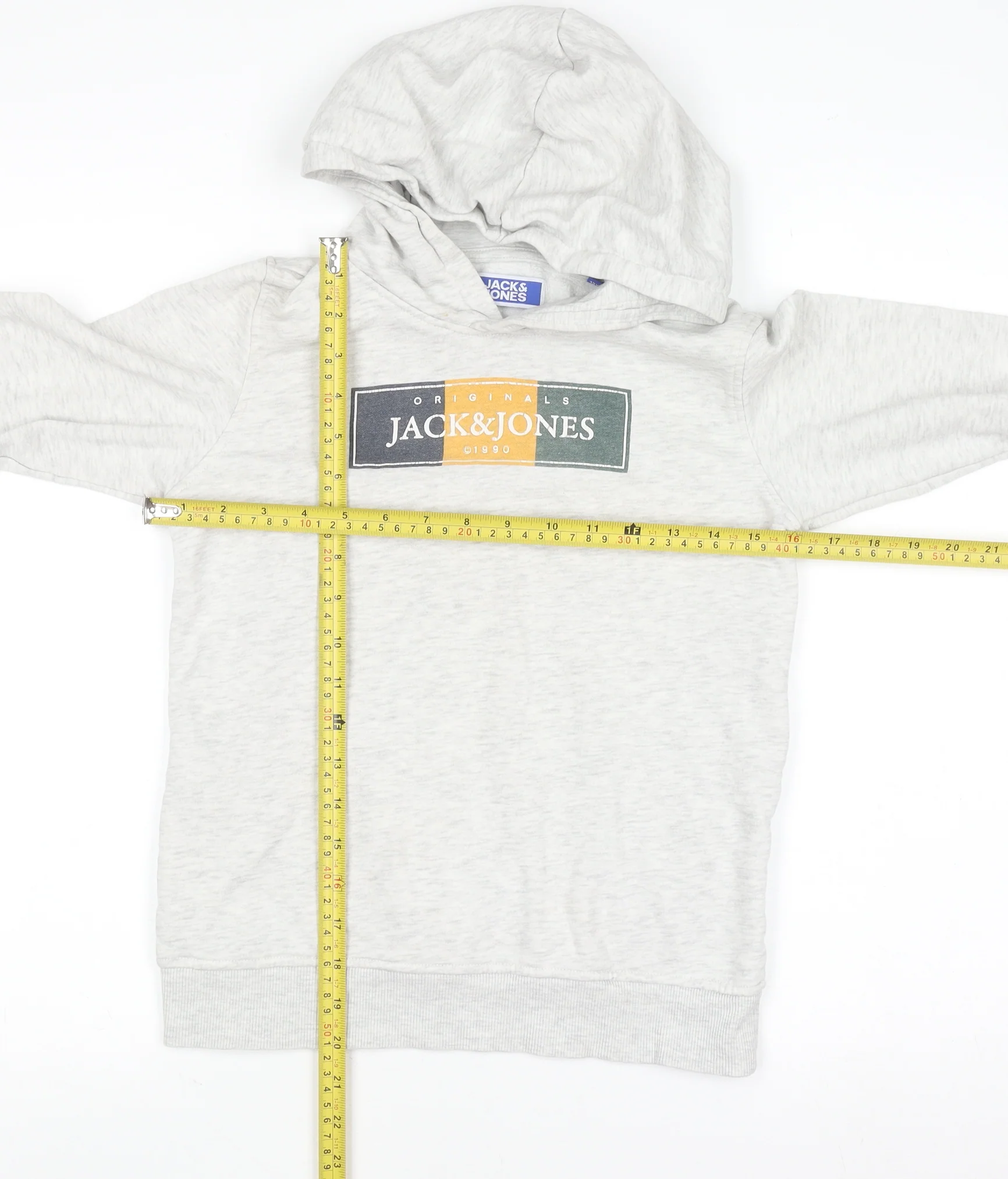 Jack & Jones Boys Grey Pullover Hoodie 12 Years Cotton Blend - Image 2