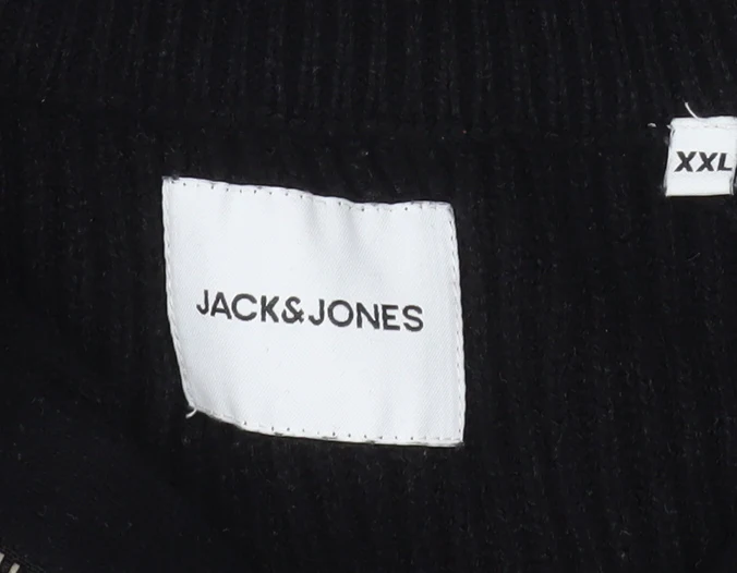Jack & Jones Men Black 2XL High Neck 1/2 Zip Knit Sweatshirt - Image 4