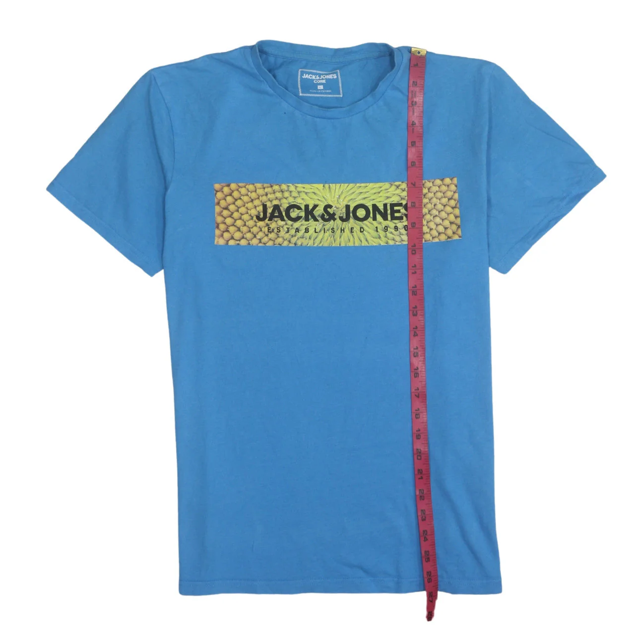 Jack & Jones Men Blue Graphic Print Crew Neck Cotton T-Shirt L - Image 3