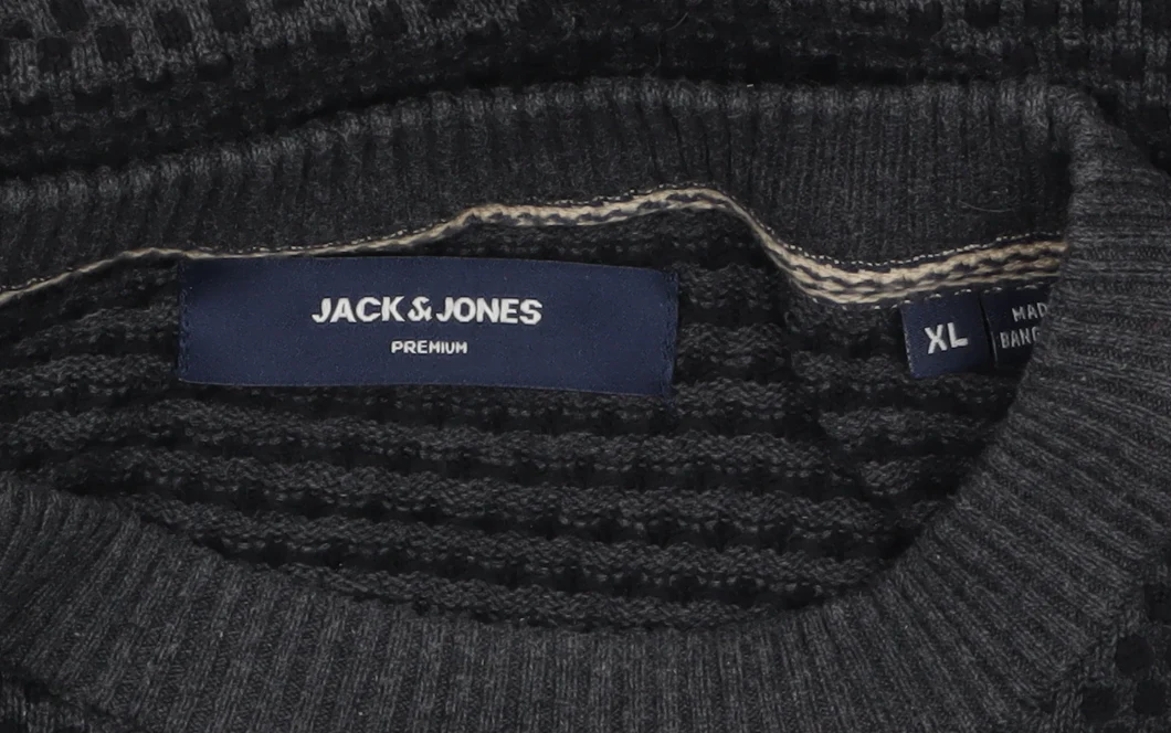 Jack & Jones Men’s Black Waffle Knit Crew Neck Jumper XL - Image 4