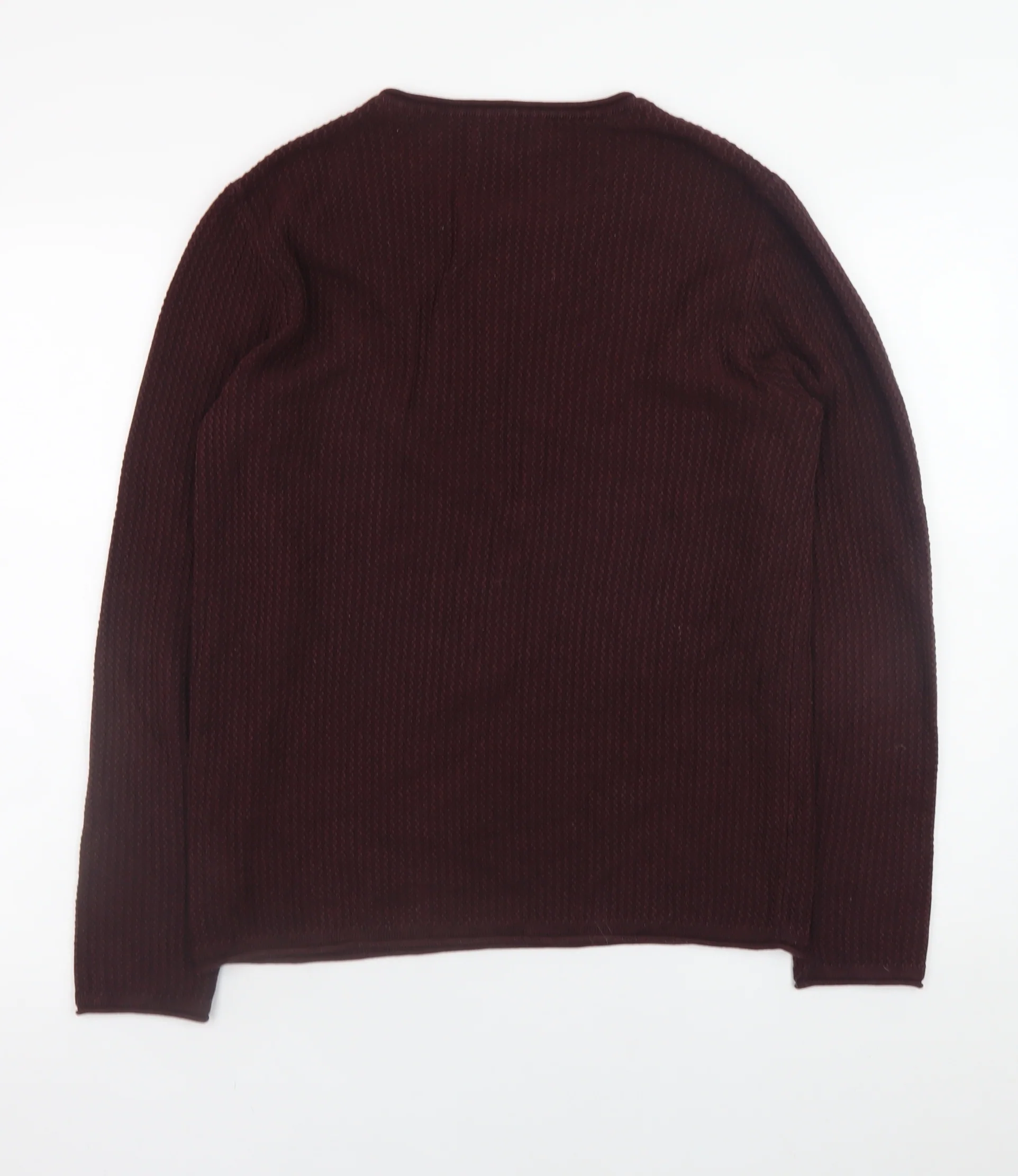 Jack & Jones Men’s Brown Waffle-Knit Cotton Crew Neck Jumper M - Image 3