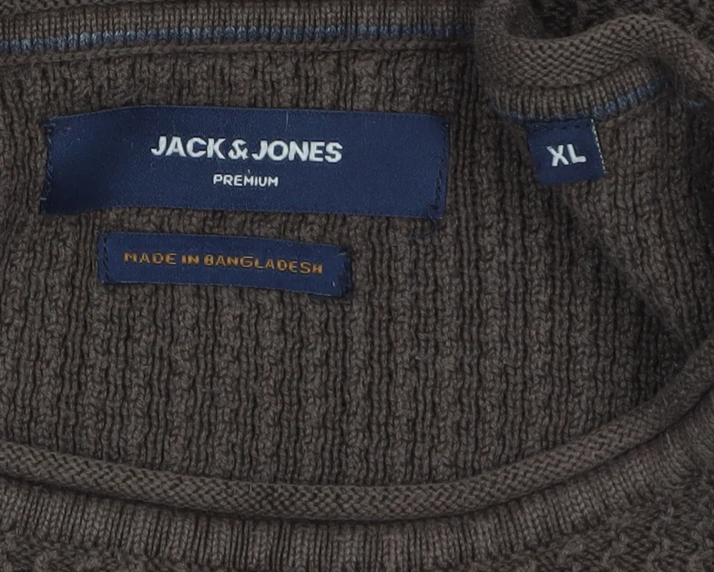 Jack & Jones Men’s Brown Waffle Knit Crew Neck Jumper XL Regular Fit - Image 5