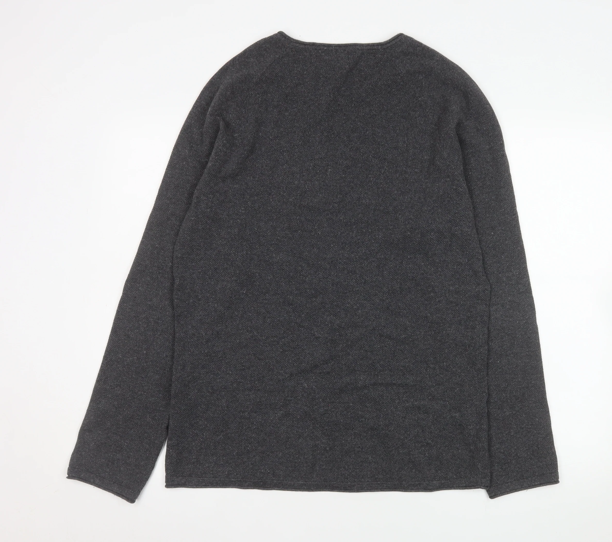 Jack & Jones Men’s Grey Cotton Knit Crew Neck Pullover Sweatshirt M - Image 3