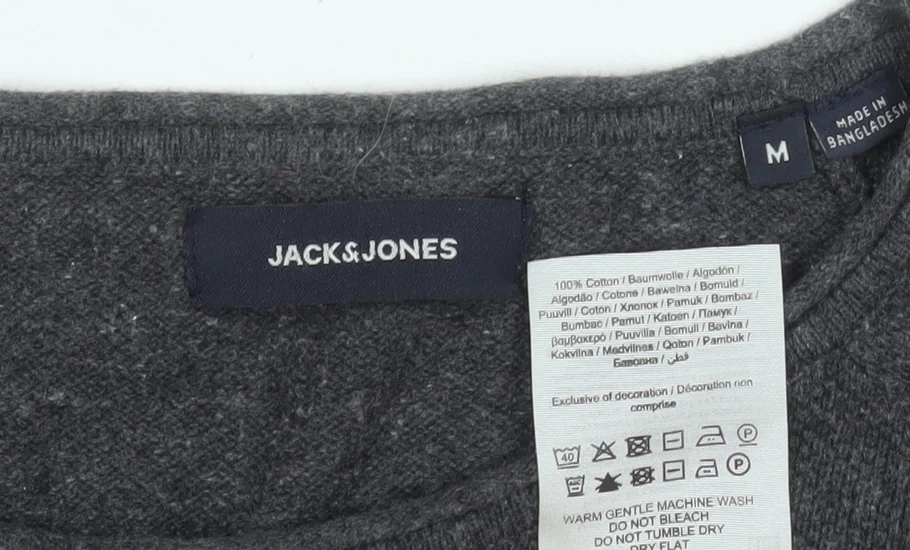 Jack & Jones Men’s Grey Cotton Knit Crew Neck Pullover Sweatshirt M - Image 4